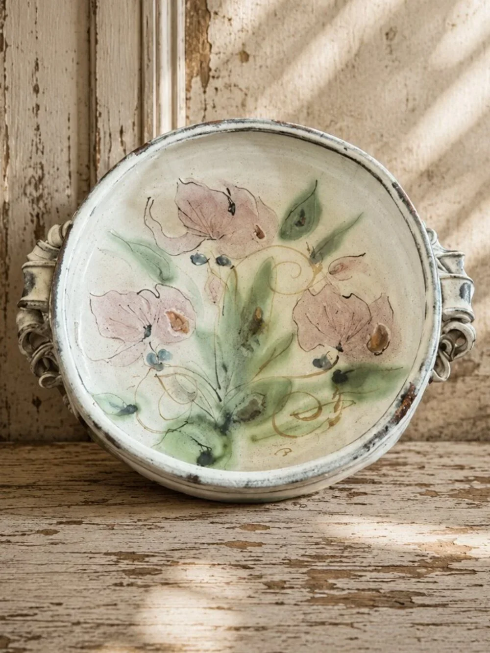 Vintage Signed Oversized Artisan Hand-Painted French Provence Art Pottery Bowl